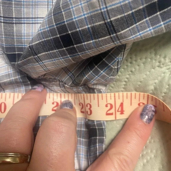 Wrangler Wrancher Pearl Snap Western Blue Check Short Sleeve Shirt Size Large - Picture 3 of 5